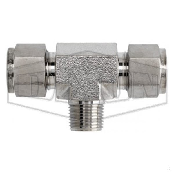 The Right Connection Instrumentation Branch Tee, 1/2 x 3/8 in, Tube x MNPT, 316 SS, Domestic